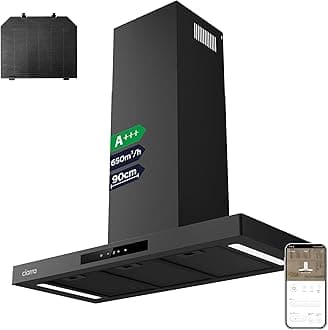 90cm Cooker Hood CBCB9102P Smart App WIFI Touch Control 650m³/h Recirculating&Ducting Wall Mount Hood Kitchen Extractor Fan 4-Speed with Booster Function Dimmable LED Lights