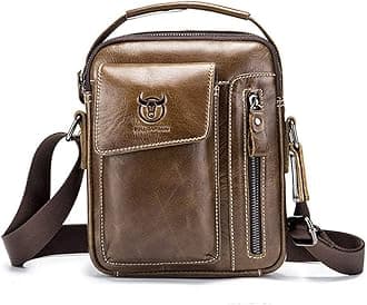 BULLCAPTAIN Genuine Leather Sling Bag Men Bags Small Shoulder Crossbody Bag for Men Everyday Casual Travel Messenger Bag Handbag