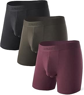 Separatec Mens Underwear with Pouch Moisture Wicking Dual Pouch Boxer Briefs Breathable Cool Rayon from Bamboo Underwear Men