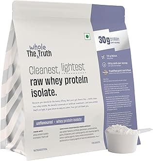 Whey Protein Isolate Unflavoured |1 kg (2.2 lbs) | 30g Protein per scoop | 7.3g BCAA | No Adulteration | Improved Strength, Faster Recovery & Muscle Building | Vegetarian