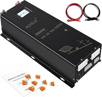 WZRELB 6000W Split Phase Pure Sine Wave Inverter,48V DC to 120V 240V AC, 4 AC Outlets,AC Hardwire Terminal,High Efficiency up to 91.6%