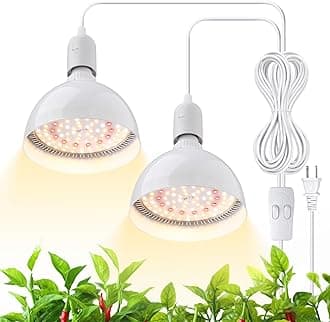 Barrina LED Grow Light Bulb, 50W (2 x 25W) Full Spectrum, with 16.4FT Power Cord, Hanging Grow Lights for Indoor Plants, Large Tall Plant, Garden, Flowers, Greenhouse, 2-Head