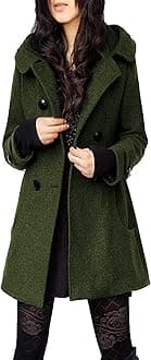 Tanming Women's Warm Double Breasted Wool Pea Coat Trench Coat Jacket with Hood