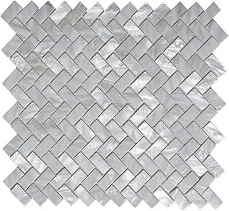 Art3d 6-Pack White Mother of Pearl MOP Shell Tile for Shower Wall, 12" x 12" Natural White Herringbone