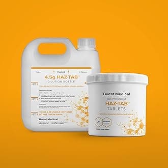 HAZ-TAB Chlorine Disinfectant Tablets, 4.5g NaDCC, Single Tub of 100 Tablets & 1L Diluter