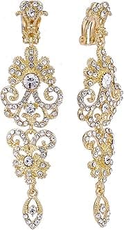 Gold/Silver Rhinestone Chandelier Wedding Bridal Dangle Earrings