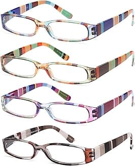 Gamma Ray Women's Reading Glasses - 4 Pairs Ladies Fashion Readers for Women