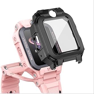 GIOPUEY Case Compatible with imoo Watch Phone Z7, Glass Protective Film + Hard Plastic Bezel Cover - black