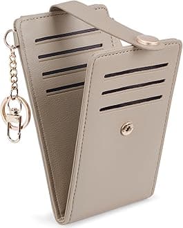 POIUGOYA Slim Wallet for Women, RFID Blocking Credit Card Holder with Coin Pocket, ID Window and Key Chain