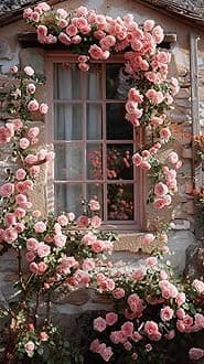 Climbing Rose Plant with Pot, Live Fragrant Flowering Creeper for Garden (PINK CLIMBING ROSE FLOWER PLANT)