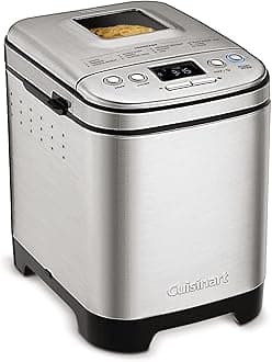 Cuisinart Bread Maker Machine, Stainless Steel Automatic Bread Machine with 12 Menu Options, 3 Loaf Sizes up to 2 Lb., 3 Crust Colors, Removable Nonstick Baking Pan & Kneading Paddle, CBK-110NAS