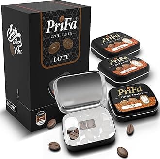 PriFa Coffee Tablets, Latte Pocket Coffee - Unsweetened Real Coffee Absorbable Lozenge Coffee Candy - Natural Sugar Free Instant Energy Pouches, Caffeine Mints for Keto (Latte, 4 Packs)