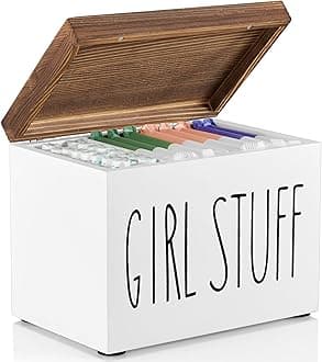 DRASTAR Tampon Holder for Bathroom, Feminine Product Organizer, Pad Organize Case with hinged lid, Shark Week Tampon Storage, Lady Stuff Box for Bathroom Accessories