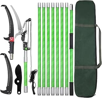 Pole Pruning Saw 30 Foot Long Handle Adjustable Length, Manual Pole Saw High Branch Scissors with Carry Bag and Sturdy Pole, Telescopic Tree Pruner Long Reach for Palm Oak High Branches