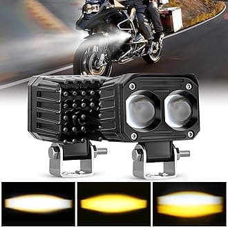 Motorcycle Driving Lights 2.5 inch White Amber Spot Beam Fog Light LED Pods IP67 Waterproof Auxiliary Offroad Lighting for Motorbike Dirt Bike e-Bike Scooter Snowmobile ATV UTV SUV Truck