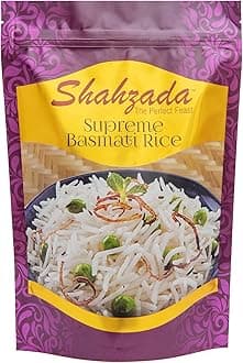 Shahzada Supreme Basmati Rice (02 Lbs.) – Extra Long Grain, Slender and Non-Sticky Grain for Ultimate Dining Experience, Non-GMO, Vegan, Gluten Free, Soy Free, No Cholesterol, Resealable Zip-Lock Bag – Extra Long Grain Basmati Rice 02 Pound Packing