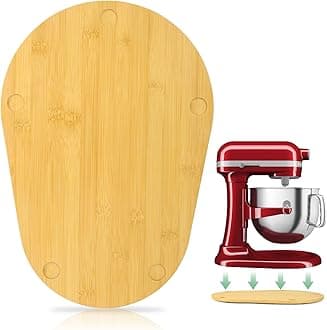 Bamboo Mixer Slider Compatible with Kitchen aid Bowl Lift 5-8 Qt Stand Mixer - Kitchen Countertop Storage Mover Sliding Caddy for Kitchen Aid 5-8 Qt Mixer (5.5-8 Qt with Foot Slot - Natural)