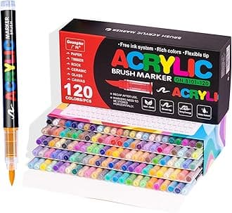 Acrylic Paint Markers,120 Colors with Direct-Liquid Ink Control System, Professional-Grade Paint Pen for Rock Painting, Canvas, Glass, Plastic, Fabric & Creative Crafts
