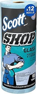 SCOTT SHOP ORIGINAL 32896 Towels, Glass, 1-Ply, 8.6" x 11", Blue, 90 Sheets per Roll (Case of 12 Rolls)