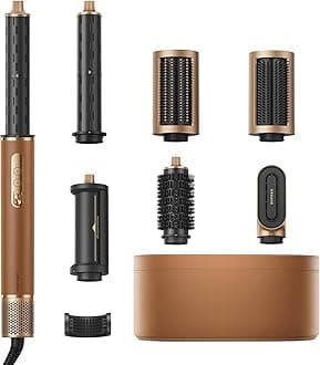 DREAME AirStyle Pro 7-in-1 Hair Styler & High Speed Dryer | Snap-on Attachments for Curling, Smoothing, Volumizing | Fast Drying, Frizz Control, Cool Shot | Luxury Leather Package, 120V Voltage