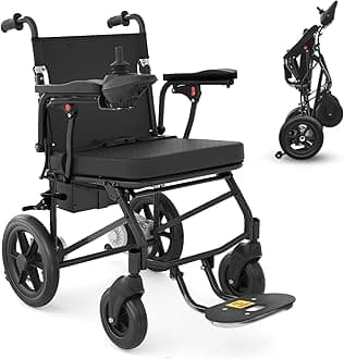 Electric Wheelchairs for Adults Lightweight Foldable, Compact Portable Motorized Power Wheelchair for Travel, Airline Approved 43lb (Black)