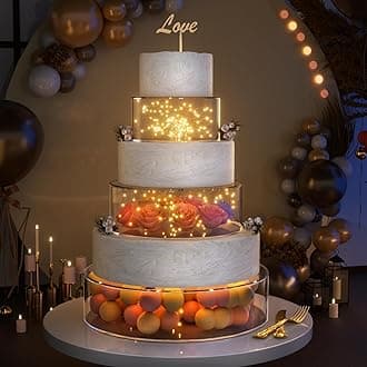 NPPLUS 3PCS Clear Acrylic Cake Stand, Fillable Cake Box Riser Cake Tier, Round Cake Display Box with Lid, Decorative Centerpiece Box for Wedding Birthday Party (12" Dx4 H,8" Dx4 H,4" Dx4 H