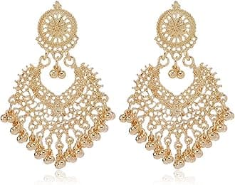 Indian Gold Jewelry Earrings for Women Jhumkas Chandelier Dangle Earring Boll...