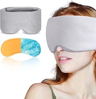 KingPavonini Sleep Mask for Women Men with Cooling/Heated Gel Pad for Dry Puffy Eyes, 100% Handmade Cotton Weighted Eye Mask for Sleeping, Light Blocking Blindfold Sleeping Mask for Home/Flight/Office