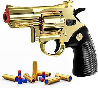 Western Cowboy Revolver Toy Gun - Soft Foam Bullet Blaster with Holster Set for Kids Boys Age 6-12 - Christmas Birthday Gift for Outdoor Shooting Games & Cowboy Cosplay Costume Accessory (Golden)
