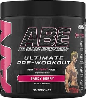 Applied Nutrition ABE Pre Workout - All Black Everything Pre Workout Powder, Energy & Physical Performance with Citrulline, Creatine, Beta Alanine (375g - 30 Servings) (Baddy Berry)