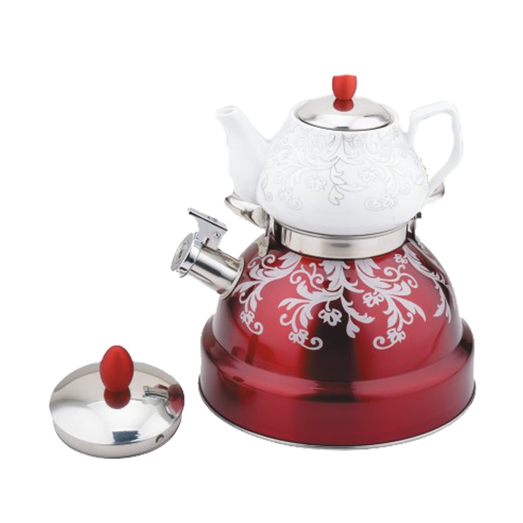 Galax Red Double Tea Kettle Set
