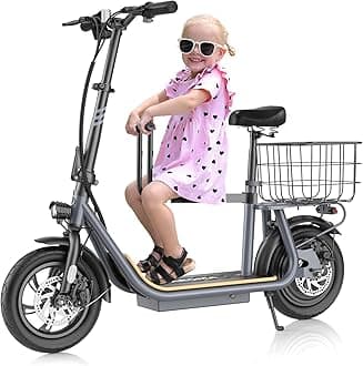 Peak 800W/1200W Electric Scooter with Seat 12" Tire, 30 Miles Range 20MPH Max Speed, Foldable Electric Scooter for Adults 300 LBS Max Load