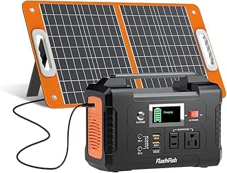 Solar Generator With Solar Panel Included, FF Flashfish 200W Portable Power Station+60W Solar Panel(DC/USB-A/USB-C Output), Backup Power Battery And Solar Panel Kit For Home Blackout/RV/Camping