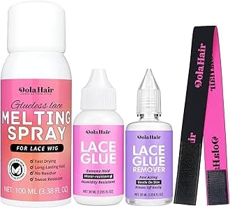 Wig Glue Spray for Front Lace Wig Lace Melting Spray for Wigs Melting Spray Lace Bond Spray Lace Glue Kit Wig Install Kit (Melting Spray Kit-100ml)