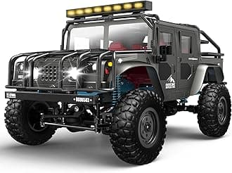 SIMREX 1:12 Scale All-Terrain Remote Control Car, 4WD RC Cars with 2.4 GHz, RC Climbing Truck, IPX4 Waterproof Off-Road Vehicle with Two Rechargeable Batteries, for Kids Teens Adults