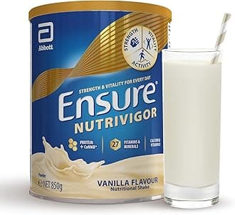 – Ensure NutriVigor Nutritional Shake – Vanilla Flavour – 850g – Food Supplement with Protein, HMB & 27 Vitamins & Minerals – Supports Strength, Energy & Immunity – With Vitamin D, C & B