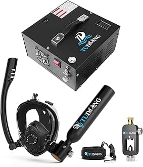 TUDIVING-0.5L Diving Tank,Scuba Tank with Air Compressor,Mini Lung Tank Support 6-10 Minutes Underwater Breathing,Reusable Scuba Tank for Underwate Work (S200Plus A3 Green)