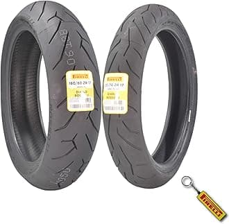 Pirelli Diablo Rosso II 120/70 ZR 17 M/C (58W) TL (K) Front & 160/60 ZR 17 M/C (69W) TL Rear Motorcycle Tires- Sport Performance for Road Use Tire Set with Keychain