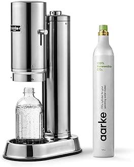 Carbonator Pro, Sparkling & Carbonation Water Machine, Stainless Steel with Glass Reusable Bottle Volume 800 mL/27 fl oz and CO2 Cylinder (Stainless)