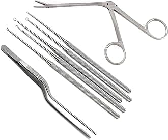 A2Z Scilab Premium 7pc Nasal Sinus Kit, Ear Wax Buildup Removing Kit, Hartman Alligator Forceps & Buck Ear Cleaning Curettes,Stainless Steel Micro ENT Instruments - Ideal for Healthcare Providers