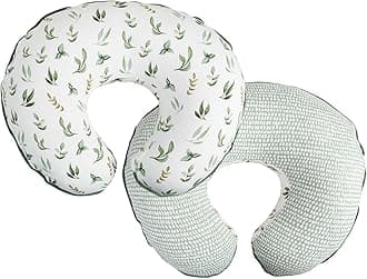 Boppy Organic Original Support Nursing Pillow, Green Little Leaves, Ergonomic Breastfeeding, Bottle Feeding, Bonding, 100% Organic Cotton, Hypoallergenic Fill, Machine Washable