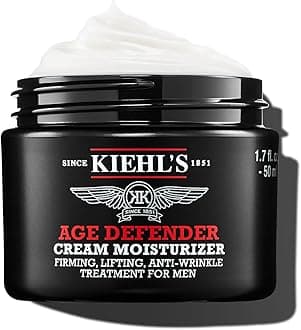 Kiehl's Age Defender Face Cream Moisturizer, Firming & Lifting Anti-Aging Treatment for Men, Gently Exfoliates, Minimizes Look of Fine Lines and Wrinkles, with Capryloyl Salicylic Acid & Caffeine