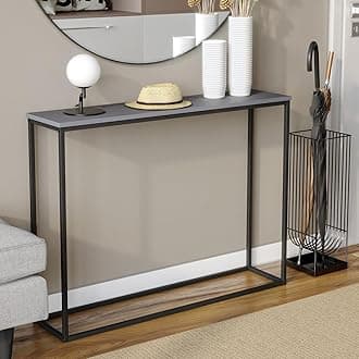 Wooden Hallway Console Table with Metal Legs (Grey)