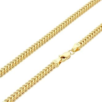 Nuragold 10k Real Yellow Gold Franco Square 3mm Box Chain Wheat Chain Necklace (18"-30") Italian Jewelry for Men & Women