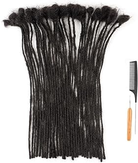 0.2cm Width 12 Inch 30 Strands 100% Human Hair Dreadlock Extensions for Men Women Kids Full Handmade Human Hair Loc Extensions Permanent Dread Extensions with Needle and Comb