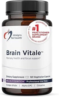 Brain Vitale with Cognizin Citicoline - 'Nootropic' Supplement to Help Support Cognition, Mood + Memory with GPC Choline, Ginkgo + Acetyl L Carnitine HCL (120 Capsules)
