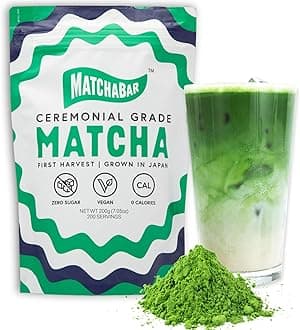 - Matchabar Matcha Powder (200g) - Ceremonial Grade Authentic Japanese Matcha Green Tea Powder - Matcha Green Tea Powder Harvested in Japan - Matcha Tea Powder Latte - Zero Sugar, Vegan & 0 Calories