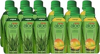 IberiaAloe Vera Drink with Pulp 9.5 fl oz, Original (Pack of 6) + Mango (Pack of 6)