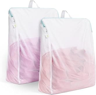 OTraki Large Mesh Laundry Bag 2 Pack 24 x 32 inch Hanging Lingerie Bag Mesh Laundry Bags with Handles for Delicates Laundry Washing Machine Zipper Opening Wash Bag for Coat Sweater Sock Sheet, White