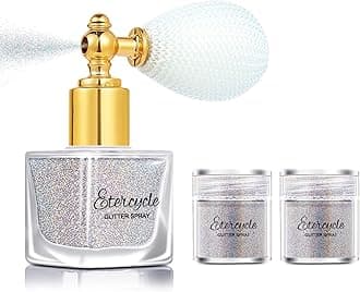 Etercycle Silver Body Glitter Spray, Shimmering Spray Powder Sparkle Powder, Cosmetic Shimmer Makeup Glitter for Hair and Body Face Clothes Nail Art Craft Design Easter Christmas Halloween Crafts